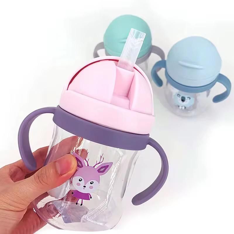 GENERICO - Vaso Pitillo Anti Derrame Con Agarraderas Rosa Para Niña
