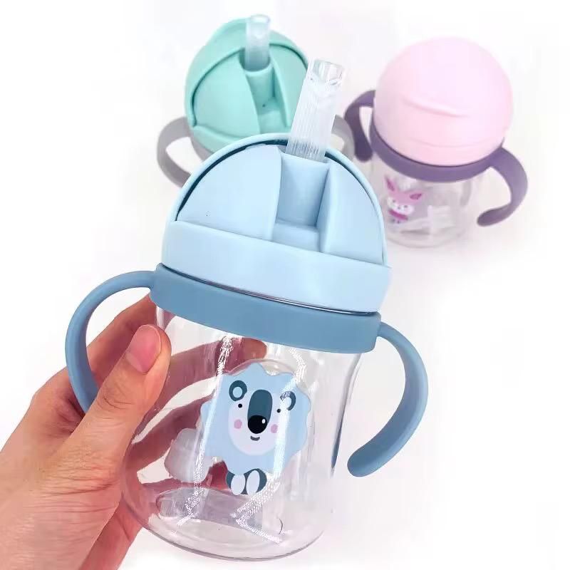 GENERICO - Vaso Pitillo Anti Derrame Con Agarraderas Azul Para Niño