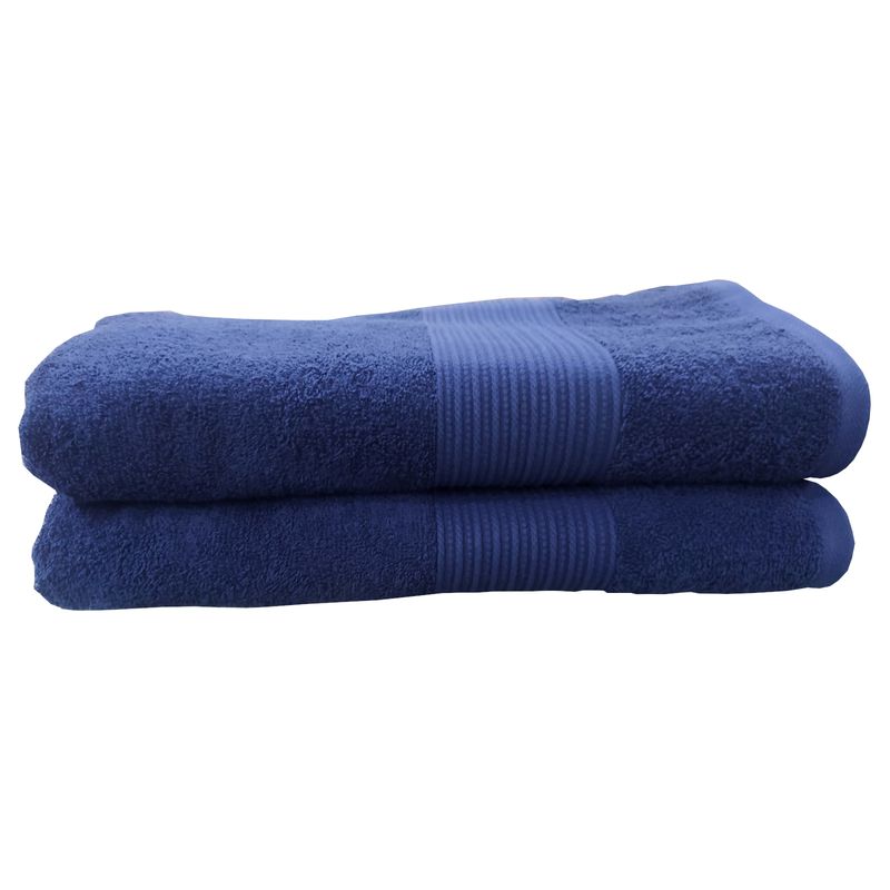 GENERICO - Toalla De Cuerpo Coral Set x 2 Unicolor 450 Gramos 100 % Algodón Tipo Hotelera Color Azul Rey