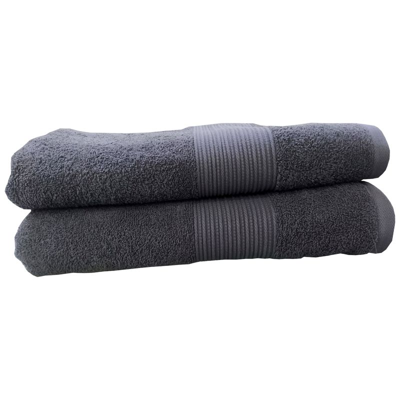 GENERICO - Toalla De Cuerpo Coral Set x 2 Unicolor 450 Gramos 100 % Algodón Tipo Hotelera Color Gris Ratón