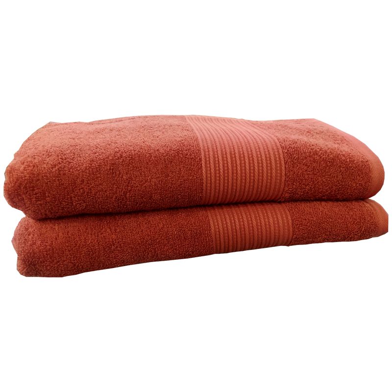 GENERICO - Toalla De Cuerpo Coral Set x 2 Unicolor 450 Gramos 100 % Algodón Tipo Hotelera Color Terracota