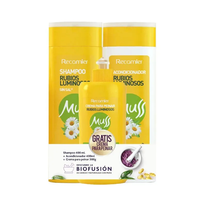 MUSS - Kit Muss Rubios Shampoo + Acondicionador + Crema Gratis