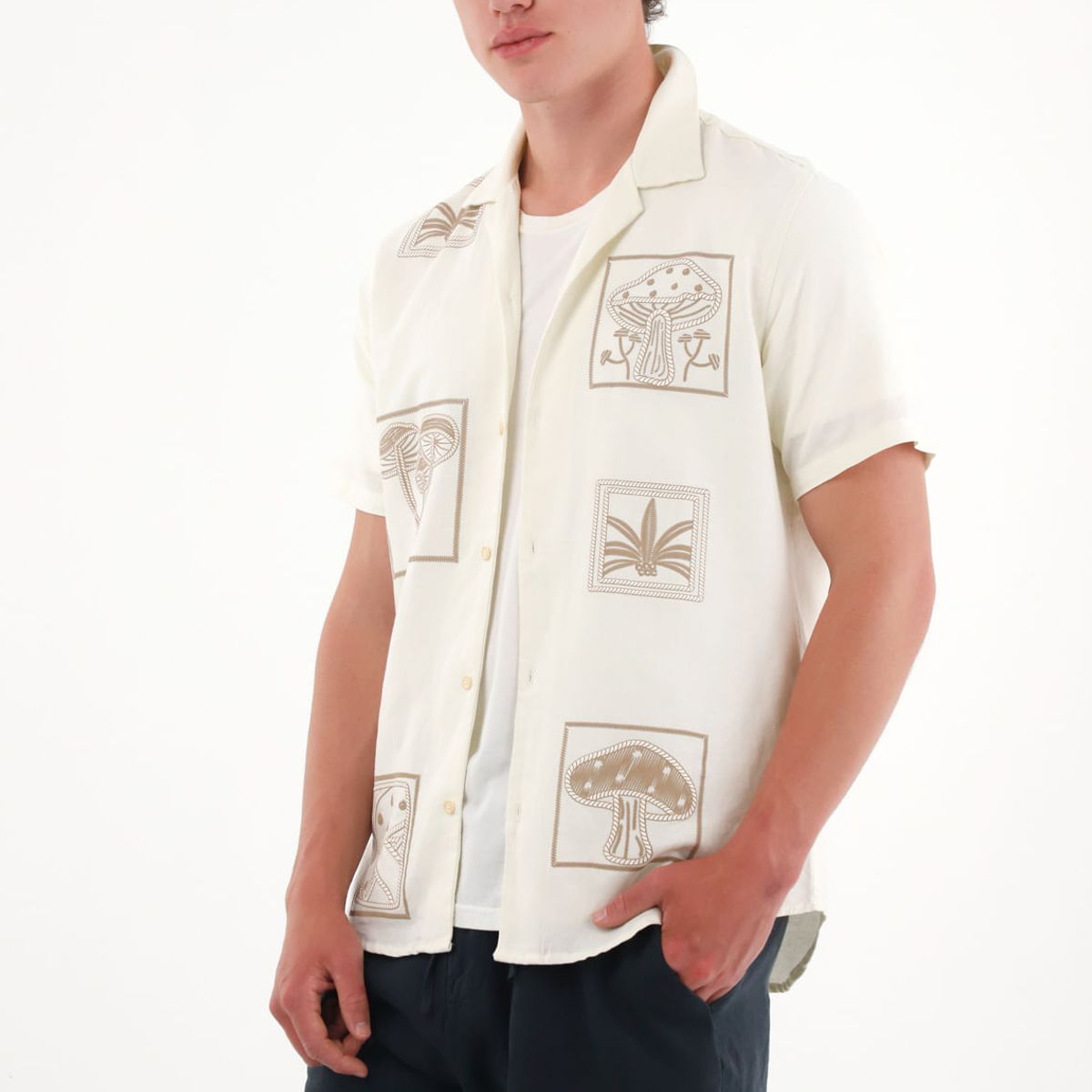 TENNIS - Camisa tipo bowling crudo para hombre