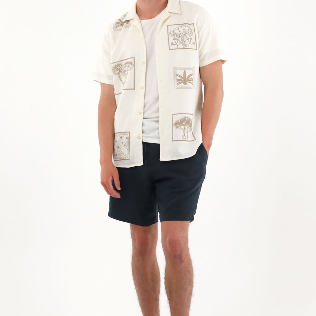 TENNIS - Camisa tipo bowling crudo para hombre