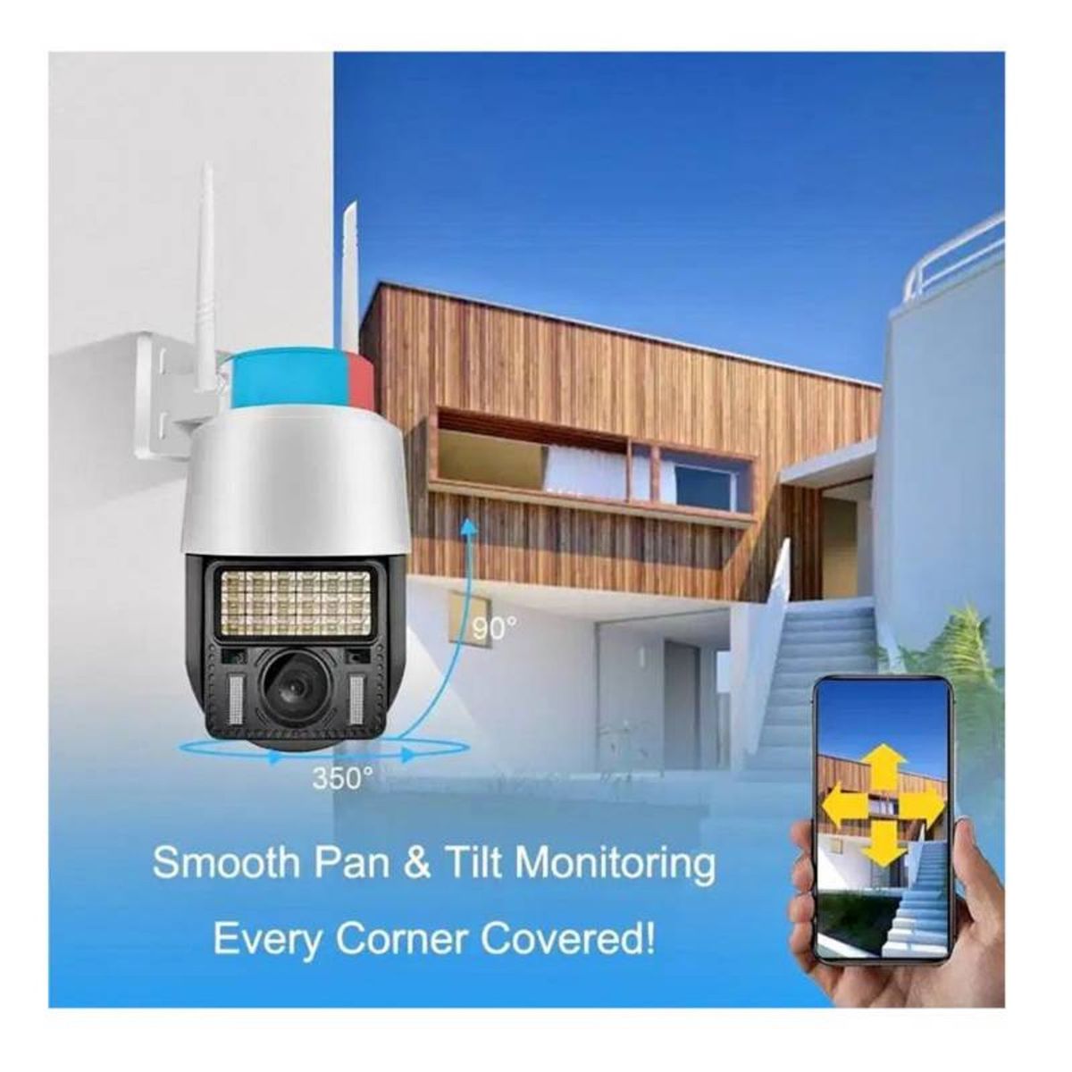 AWEI - Camara dos antenas v380pro Alarma con sirena Exteriores PTZ