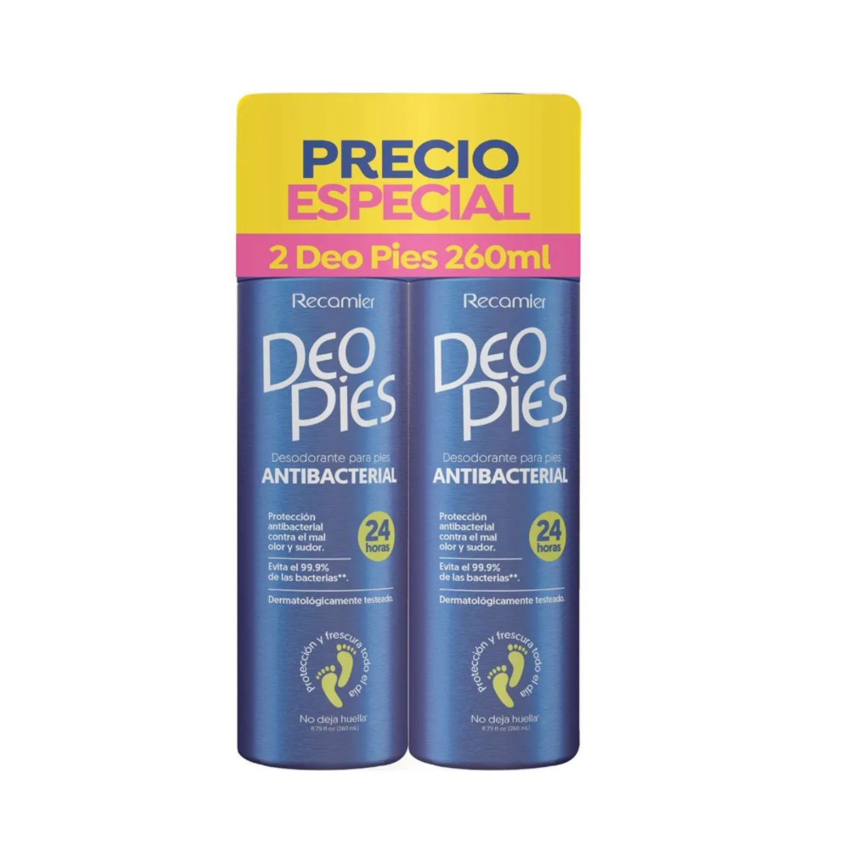 DEO PIES - Desodorante Para Pies Antibacterial Deo Pies 260 ml x 2 Unidades