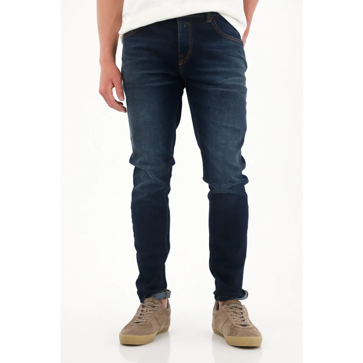 TENNIS - Jean Super Skinny tiro medio azul oscuro para hombre