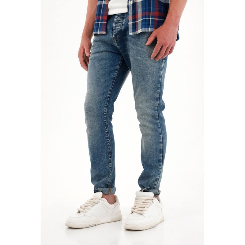 TENNIS - Jean Skinny tiro medio azul medio para hombre