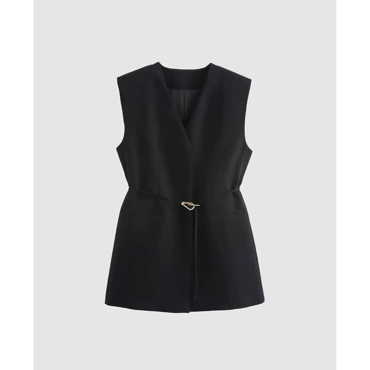 VANN - Chaleco Con Cinturón Para Mujer Negro