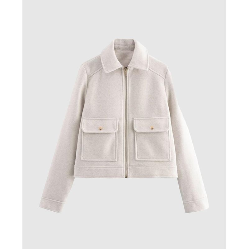 VANN - Cazadora Soft Con Cremallera Para Mujer Marfil