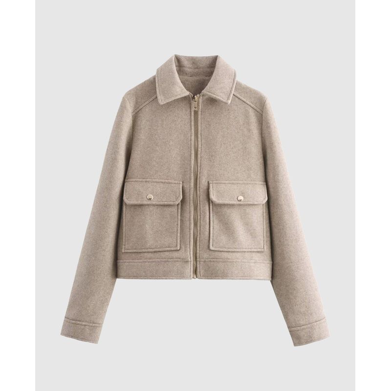 VANN - Cazadora Soft Con Cremallera Para Mujer Khaki