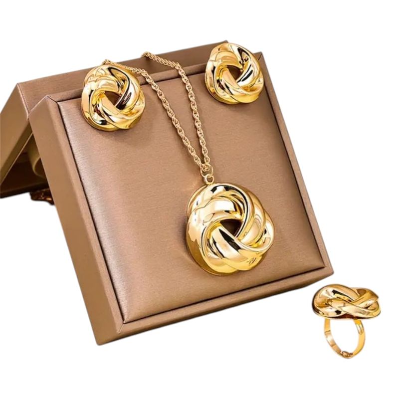 VANIDADES COLLECTIONS - Juego de Collar Y Aretes Para Mujer Diseño Nudos