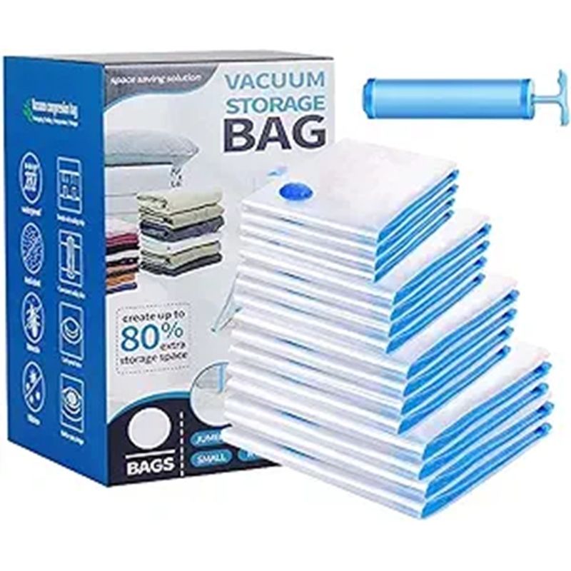 GENERICO - Set x16 De Bolsas De Almacenamiento al Vacío con Bomba Manual