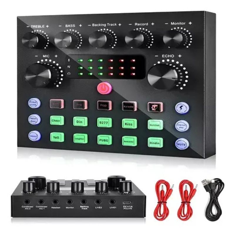 GENERICO - Mezclador De Podcast De Audio Con Tarjeta De Sonido V8s Y Bluetooth