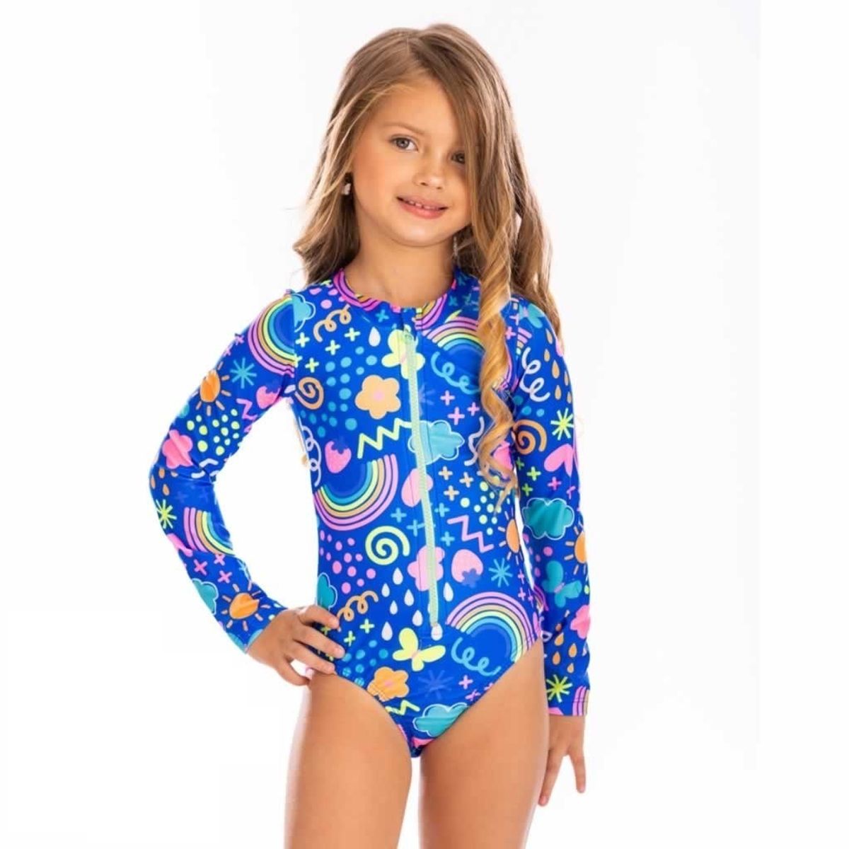 1AMIGO - Trajes de baño Enterizos con Cierre Delantero Para Niñas