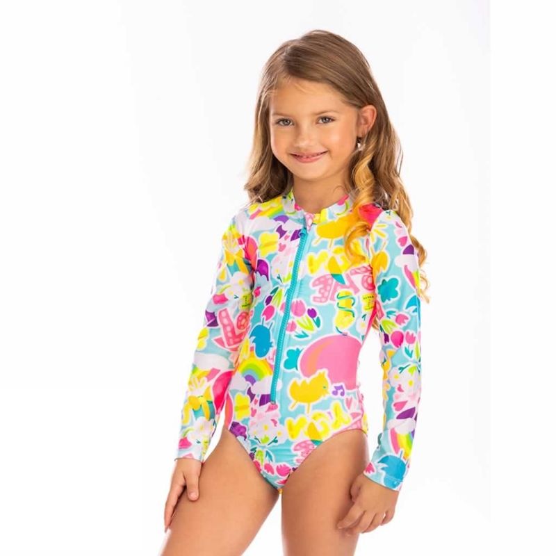 1AMIGO - Trajes de baño Enterizos con Cierre Delantero Para Niñas