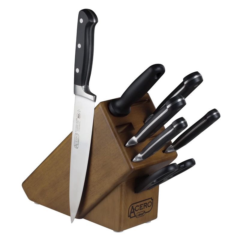 WINCO - Cuchillo comercial Winco 7 piezas con bloque de madera