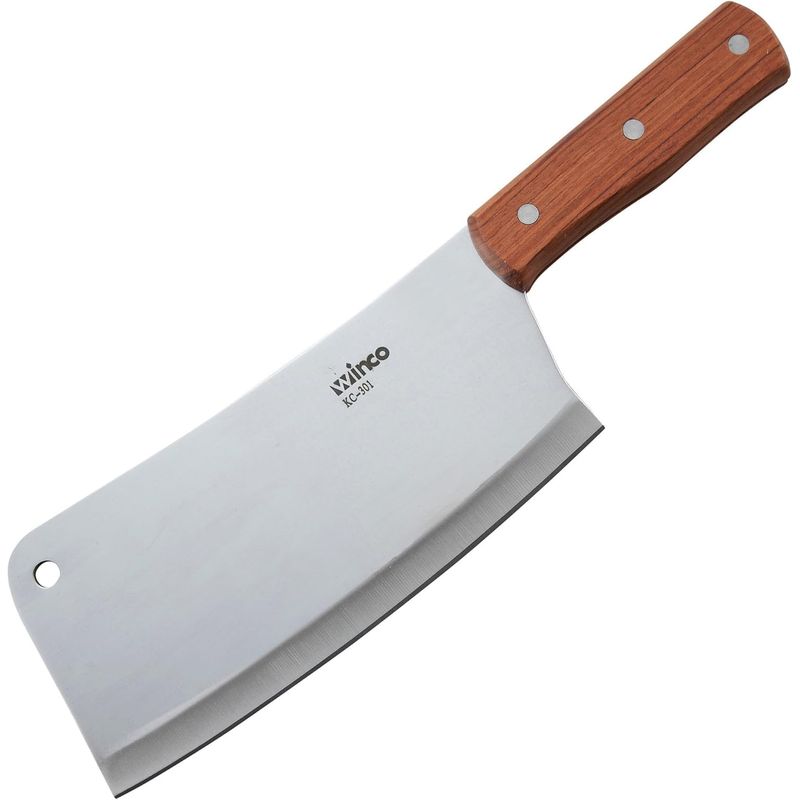 WINCO - Cuchillo chino pesado Winco de 8 con mango de madera 3-12