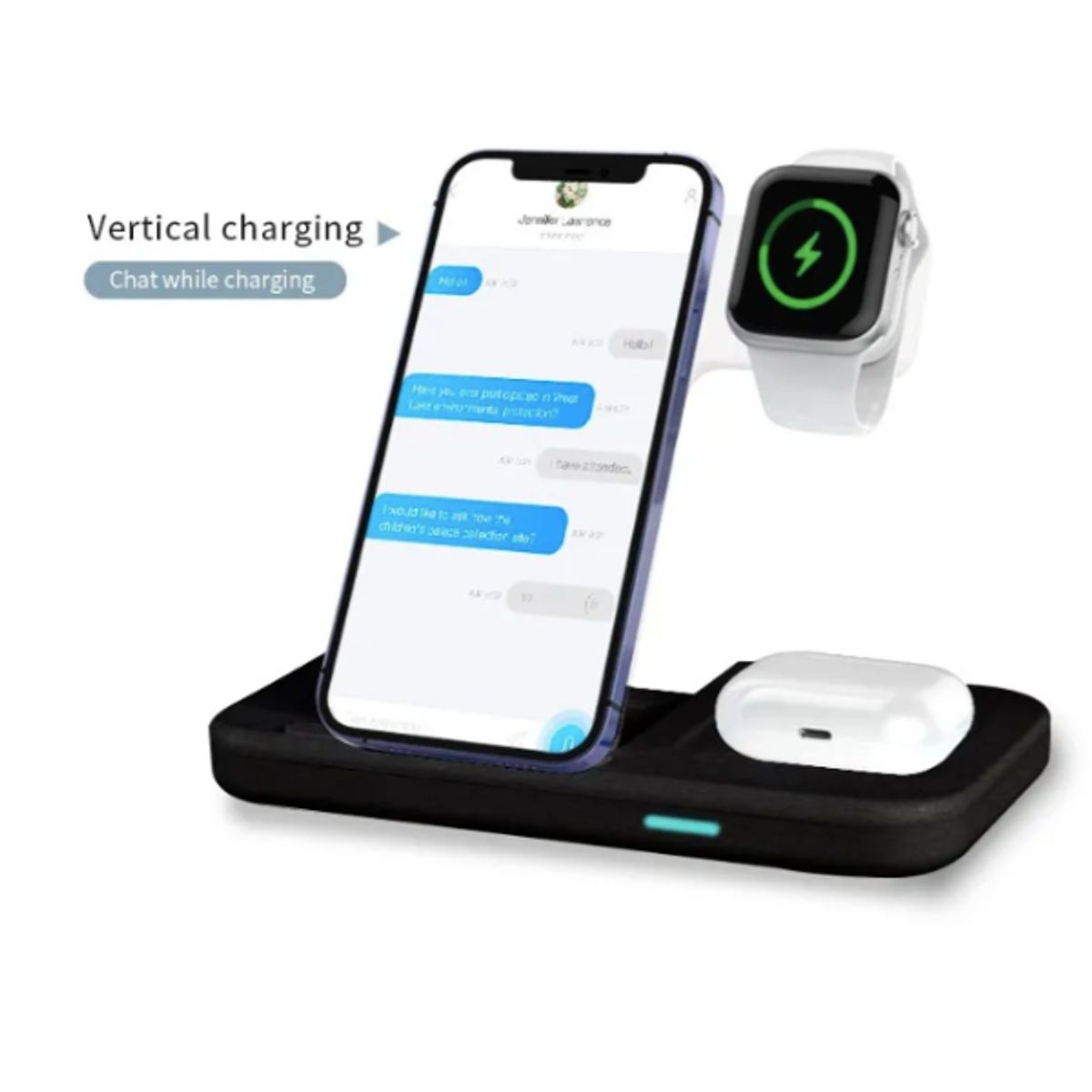 GENERICO - Base De Carga Inalámbrica 3 En 1 A80 Para Dispositivos