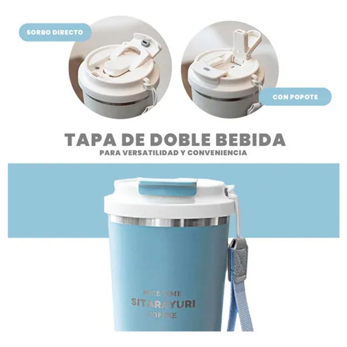 INNOVA - Termo Vaso Acero Inoxidable 532 Ml Frío Calor Coffee Azul
