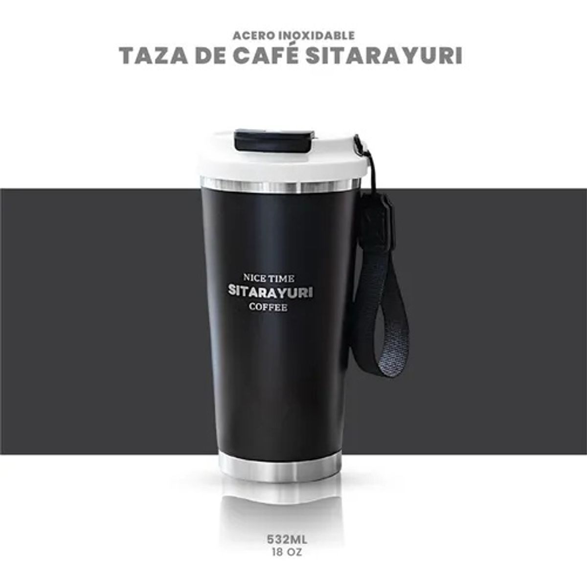 INNOVA - Termo Vaso Acero Inoxidable 532 Ml Frío Calor Coffee Negro