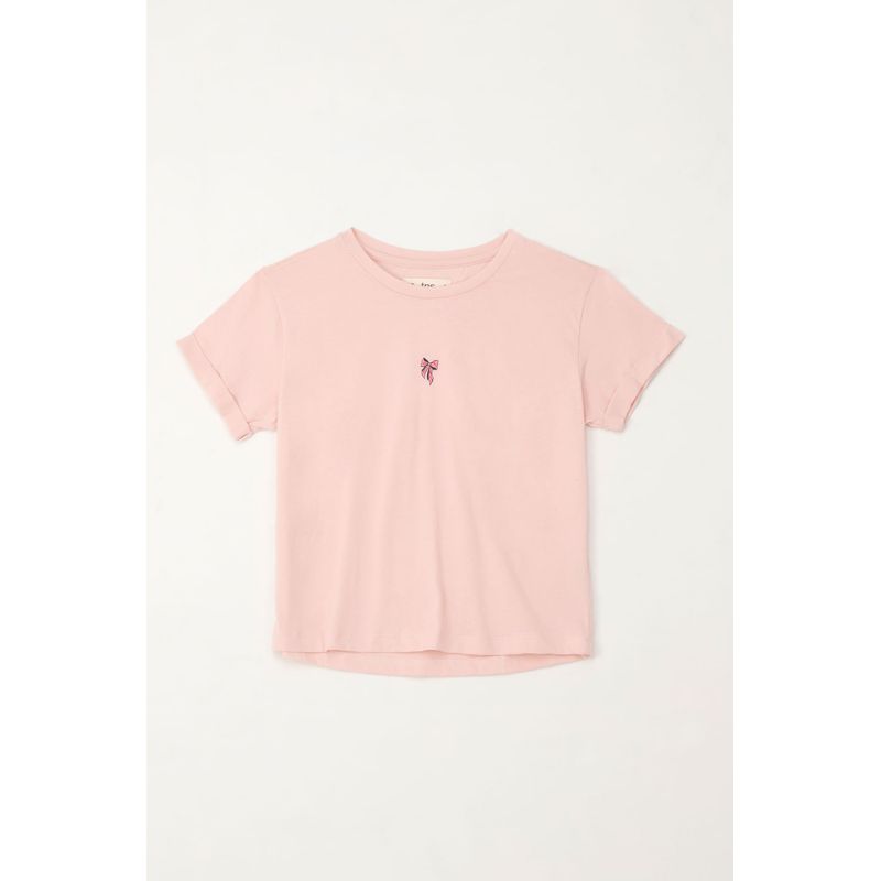 TENNIS - Camiseta básica estampada rosada para niña
