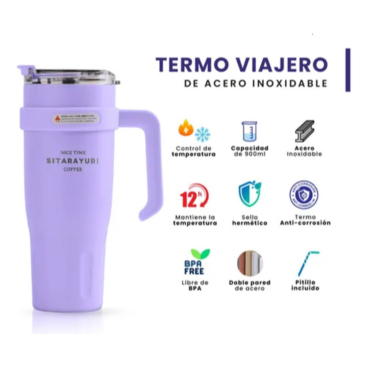 INNOVA - Termo Acero Inoxidable Premium Sitarayuri Doble Boquilla Fríocalor