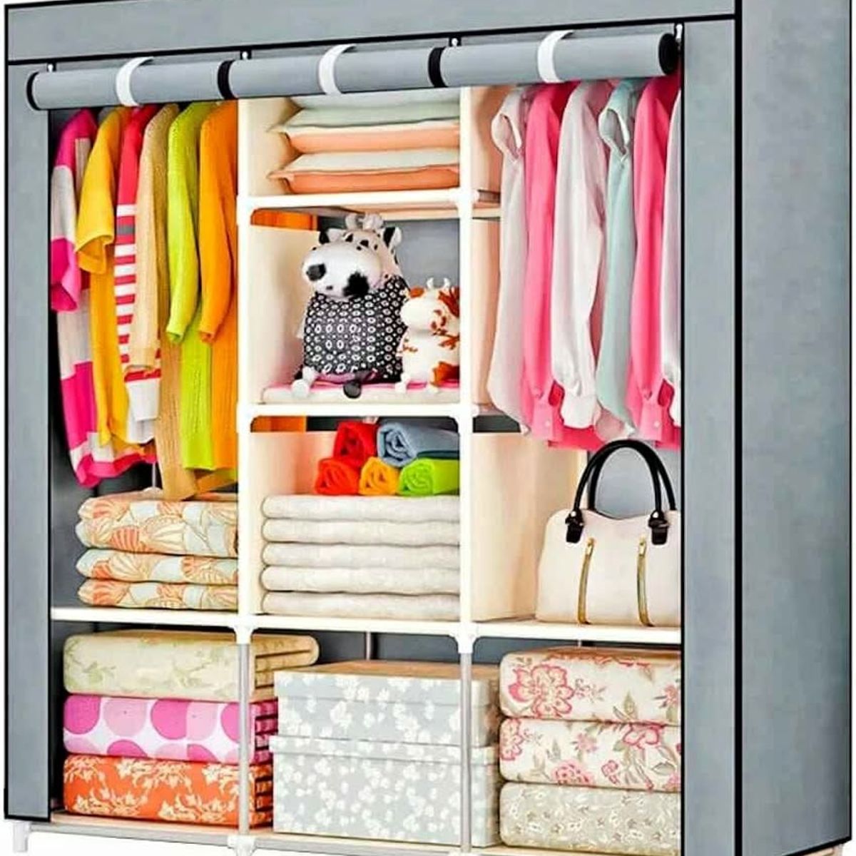 GENERICO - Armario plegable  Resistente Espacioso y Fácil de Armar GRIS