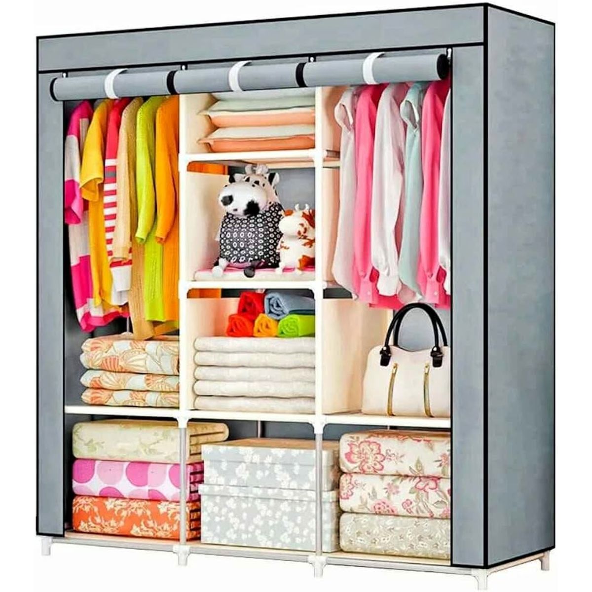 GENERICO - Armario plegable  Resistente Espacioso y Fácil de Armar GRIS