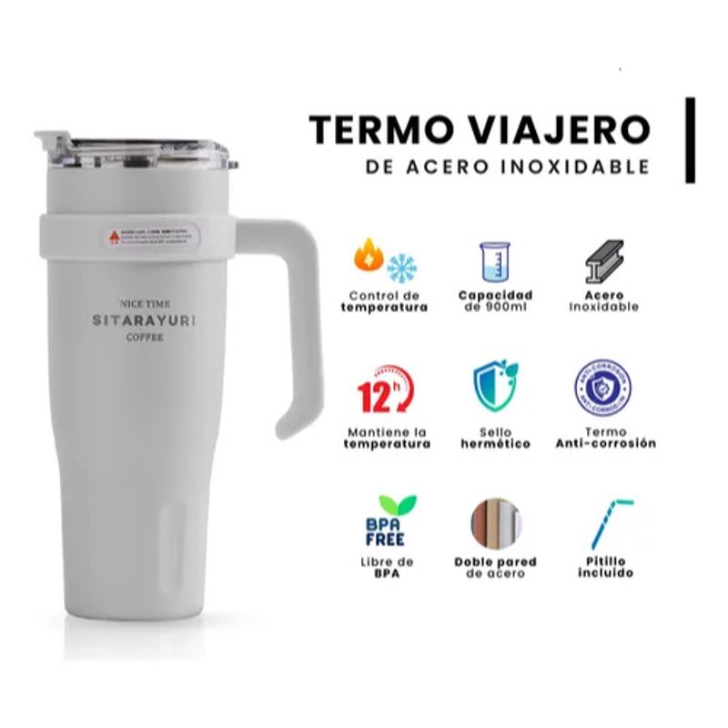 INNOVA - Termo Acero Inoxidable Premium Doble Boquilla Fríocalor Coffee Gris