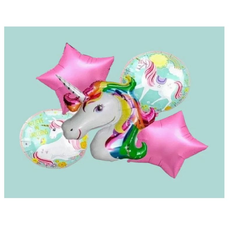 GENERICO - Bouquet X5 Globos Metálizados Unicornio