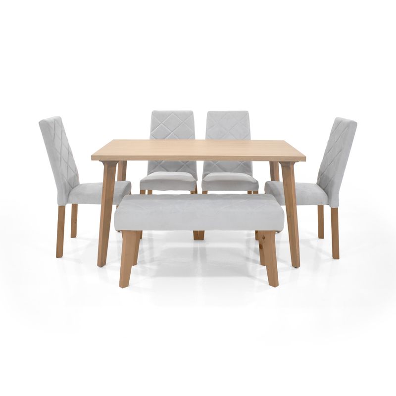 VENECIA - Set de Comedor 6 Puestos Lugo Matiz Sillas y Butaco Liverpool Color Plata