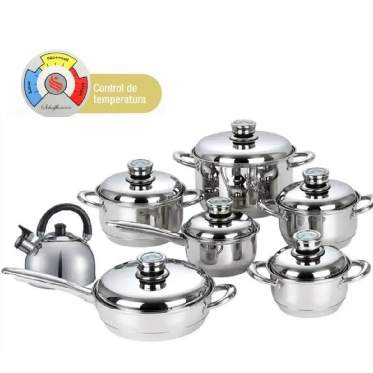 SCHAFFHAUSEN - Juego de ollas acero quirúrgico con termostato schaffhausen 13 piezas