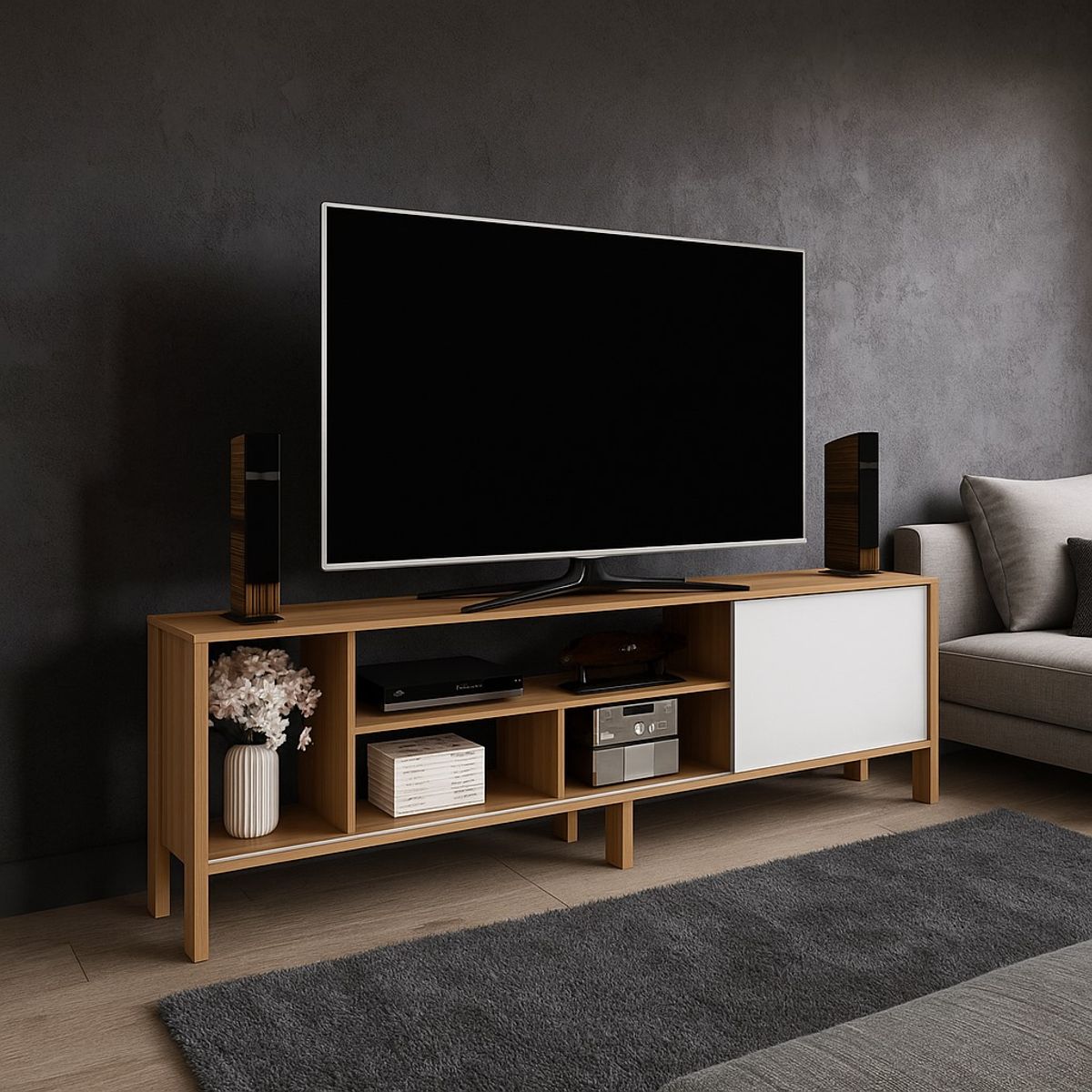 2020 HOME - Mesa de Tv 70 Ankara AlmendraBlanco