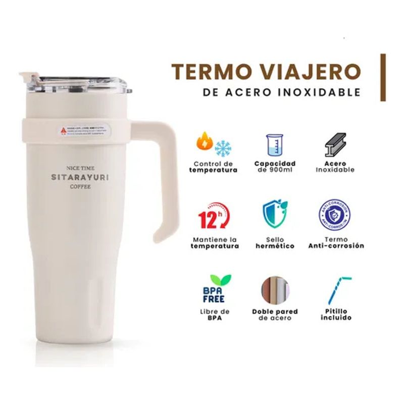 INNOVA - Termo Acero Inoxidable Premium Doble Boquilla Fríocalor Coffee Beige