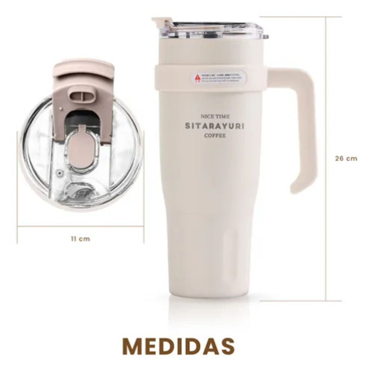 INNOVA - Termo Acero Inoxidable Premium Doble Boquilla Fríocalor Coffee Beige