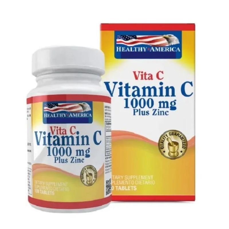 HEALTHY AMERICA - VITAMINA C PLUS + ZINC 1000MG X 100 TABLETAS
