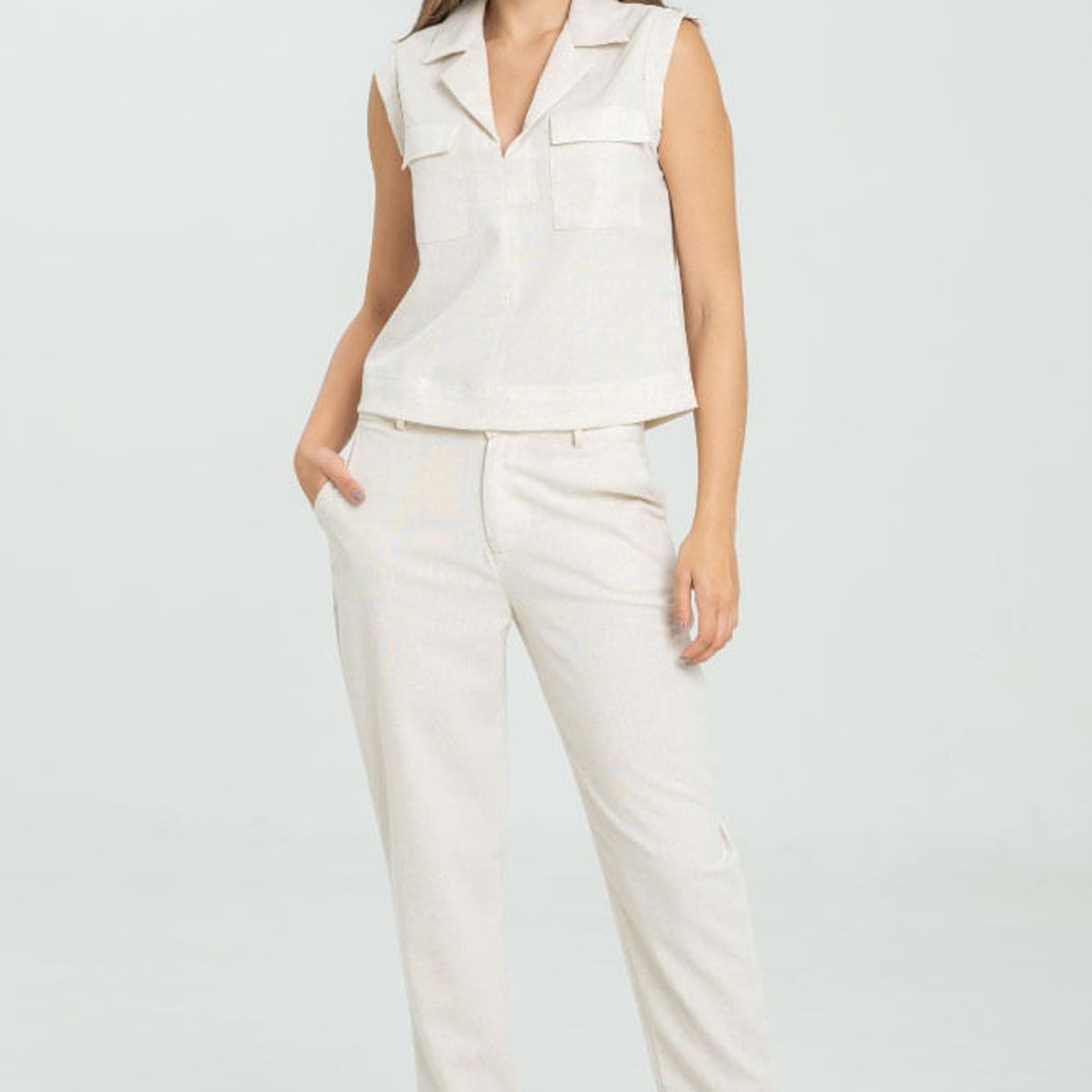 RAGGED - Pantalon lino peach Beige medio Ragged.