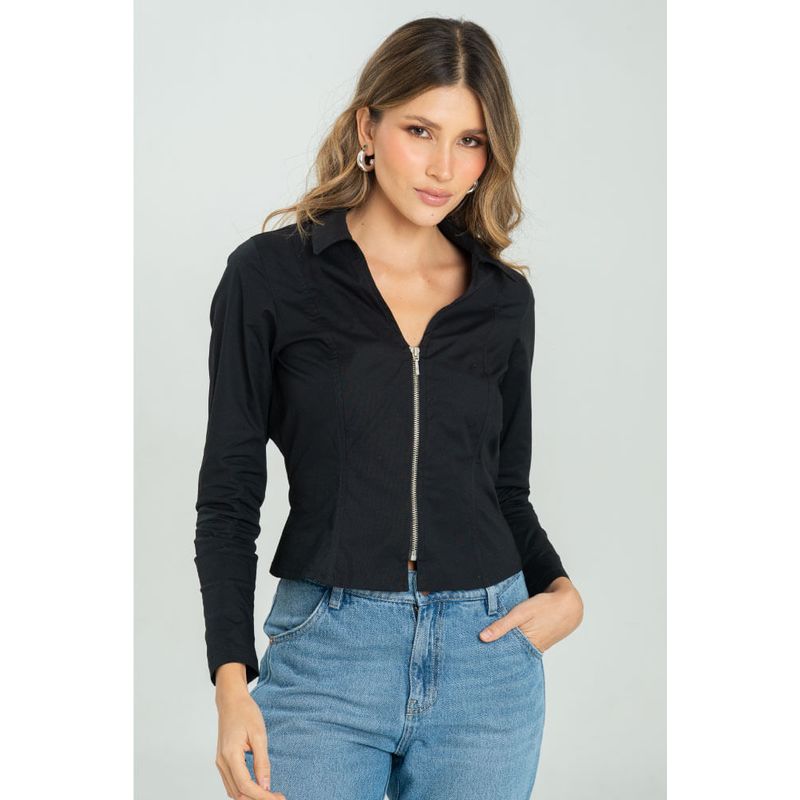 RAGGED - Camisa frenchy cierres Negro Ragged