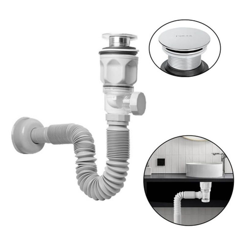 GENERICO - Desague Push Sifon Universal Valvula Antiretorno Multimodo