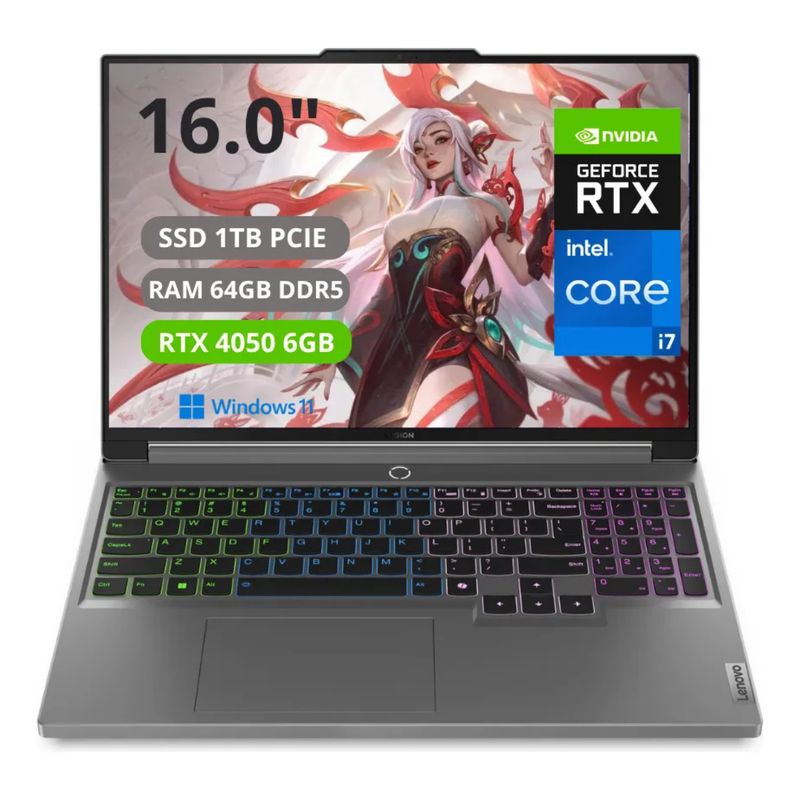 LENOVO - PORTATIL LENOVO LEGION 5 16IRX9 CORE I7 14650HX RAM 64GB SSD 1TB RTX 4050 6GB