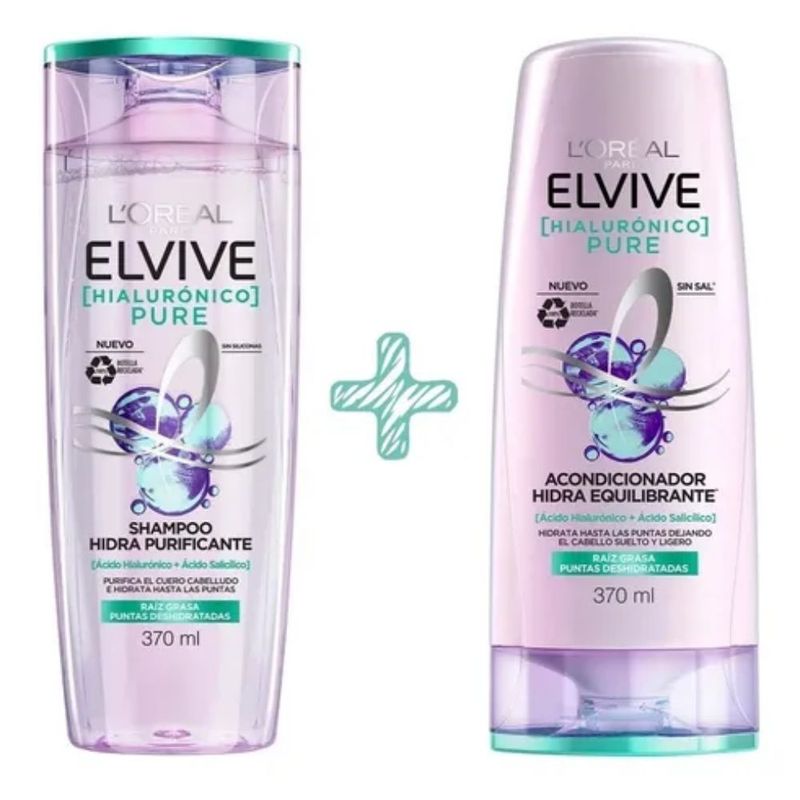 LOREAL PARIS - Kit Acondicionador Hidra Equilibrante y Shampoo Hialuronico