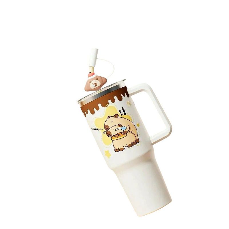 GENERICO - Vaso Termo Acero Inoxidable Capibara Con Pitillo 1.2 L Frio Caliente