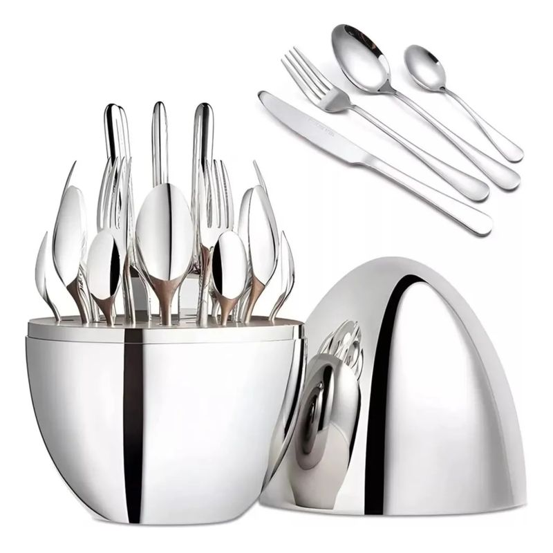 GENERICO - Set Juego De Cubiertos  D Lujo 24pcs Acero Inoxidable Estuche Huevo