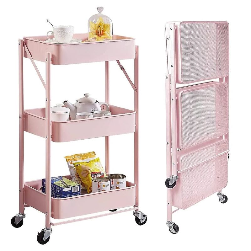 GENERICO - CARRITO ORGANIZADOR ROSADO PLEGABLE