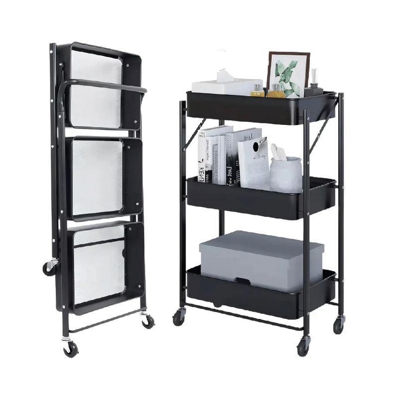 GENERICO - CARRITO ORGANIZADOR PLEGABLE NEGRO