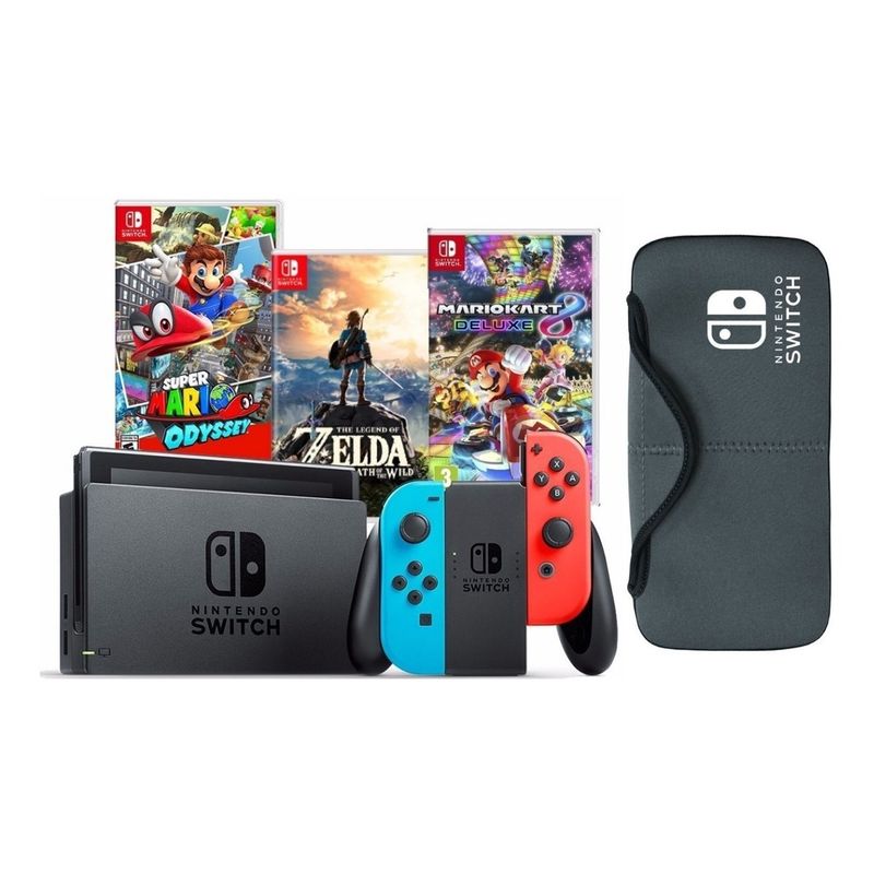 NINTENDO - Nintendo Switch con Zelda, Mario Kart 8 y Odyssey