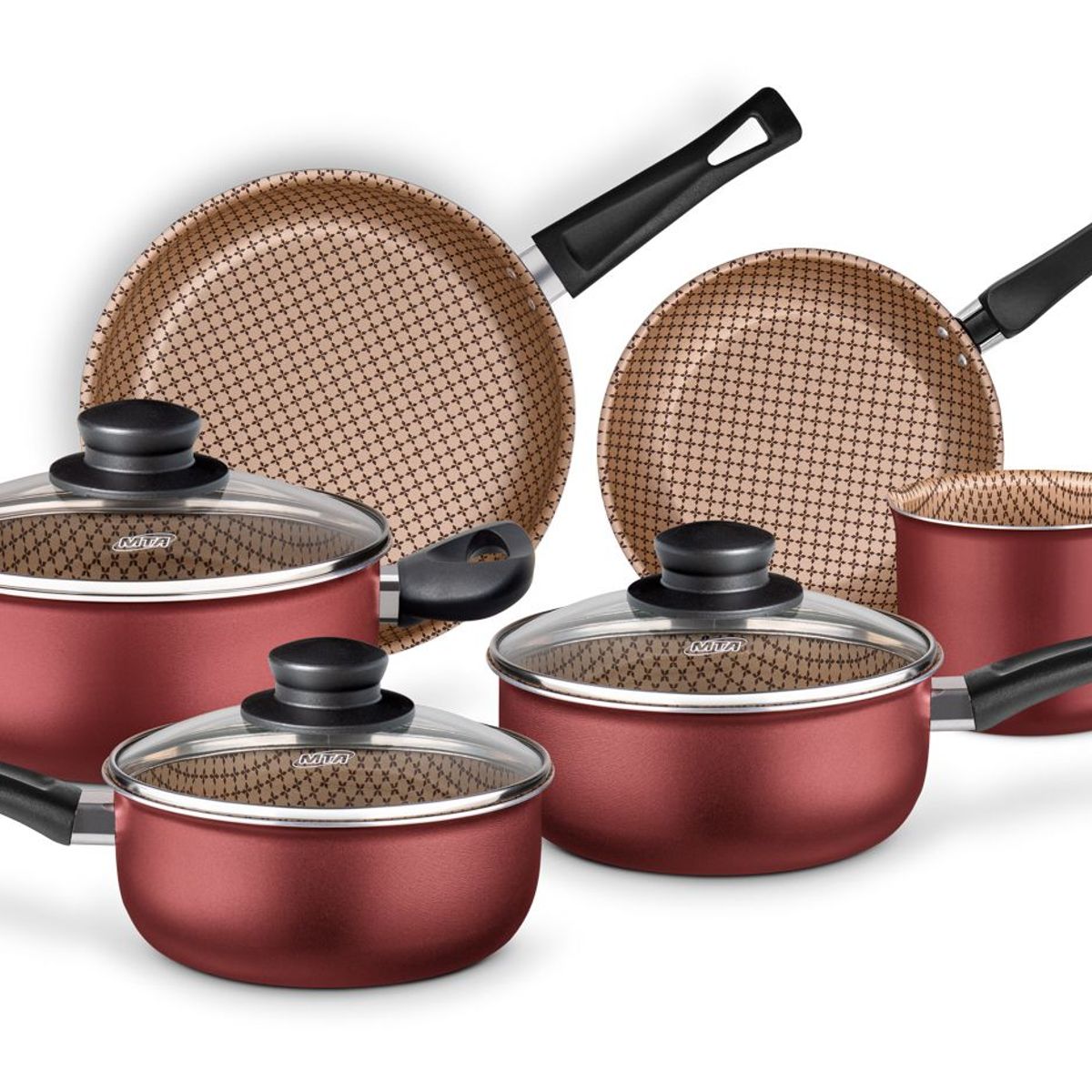 MTA - BATERIA DE COCINA FLORA 6 PIEZAS MARCA MTA CEREZA