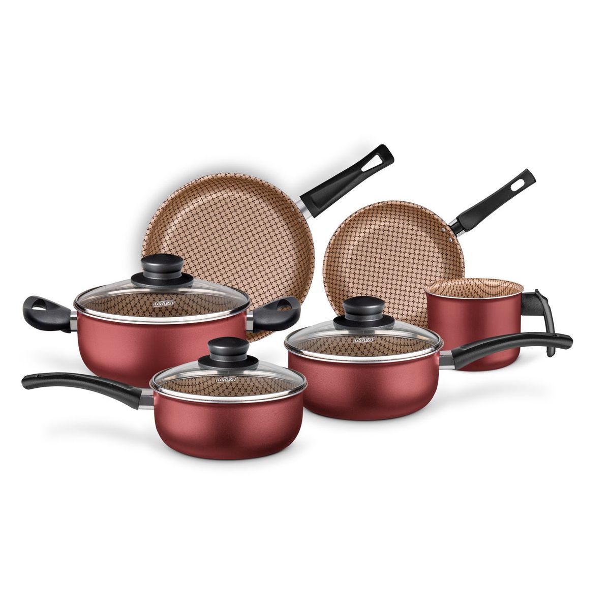 MTA - BATERIA DE COCINA FLORA 6 PIEZAS MARCA MTA CEREZA