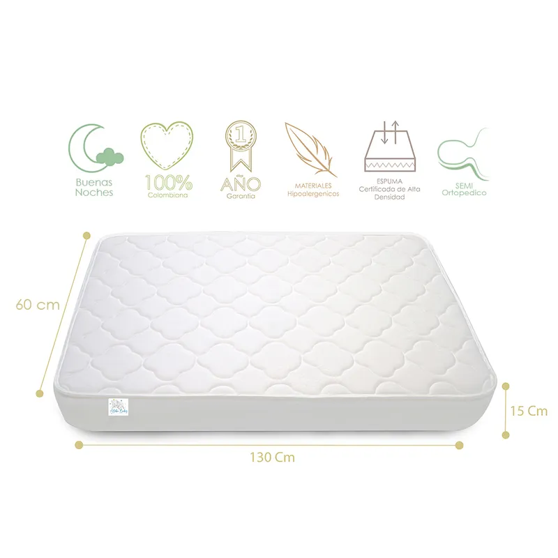 ALOHA BABY - Colchon para Cuna de Bebe 130X60x15 Aloha Baby